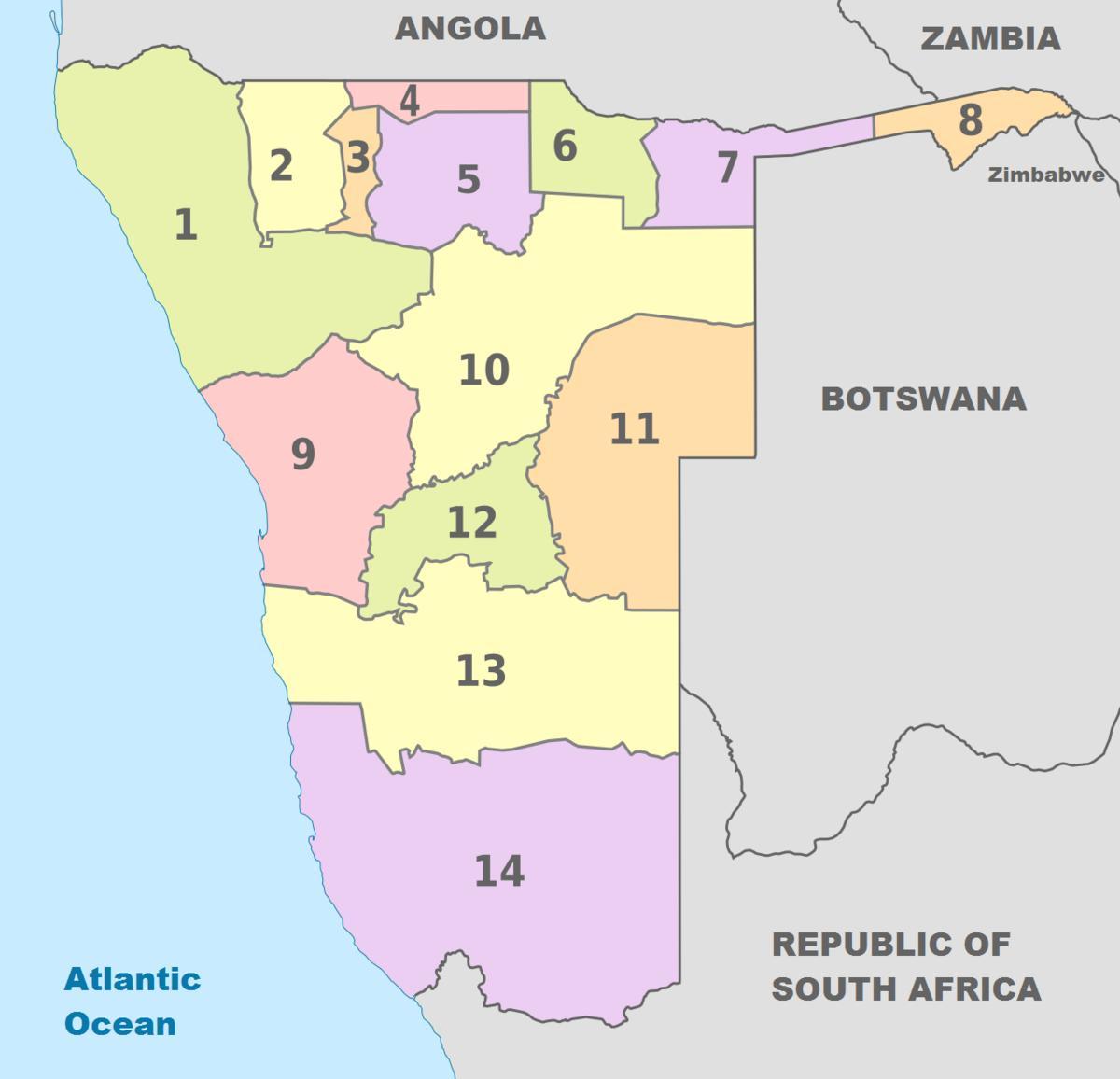 politiniame žemėlapyje Namibija